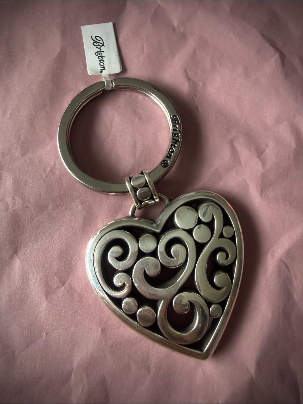 Brighton NWT Silver-Plated Contempo Heart Key Fob/Bag Charm